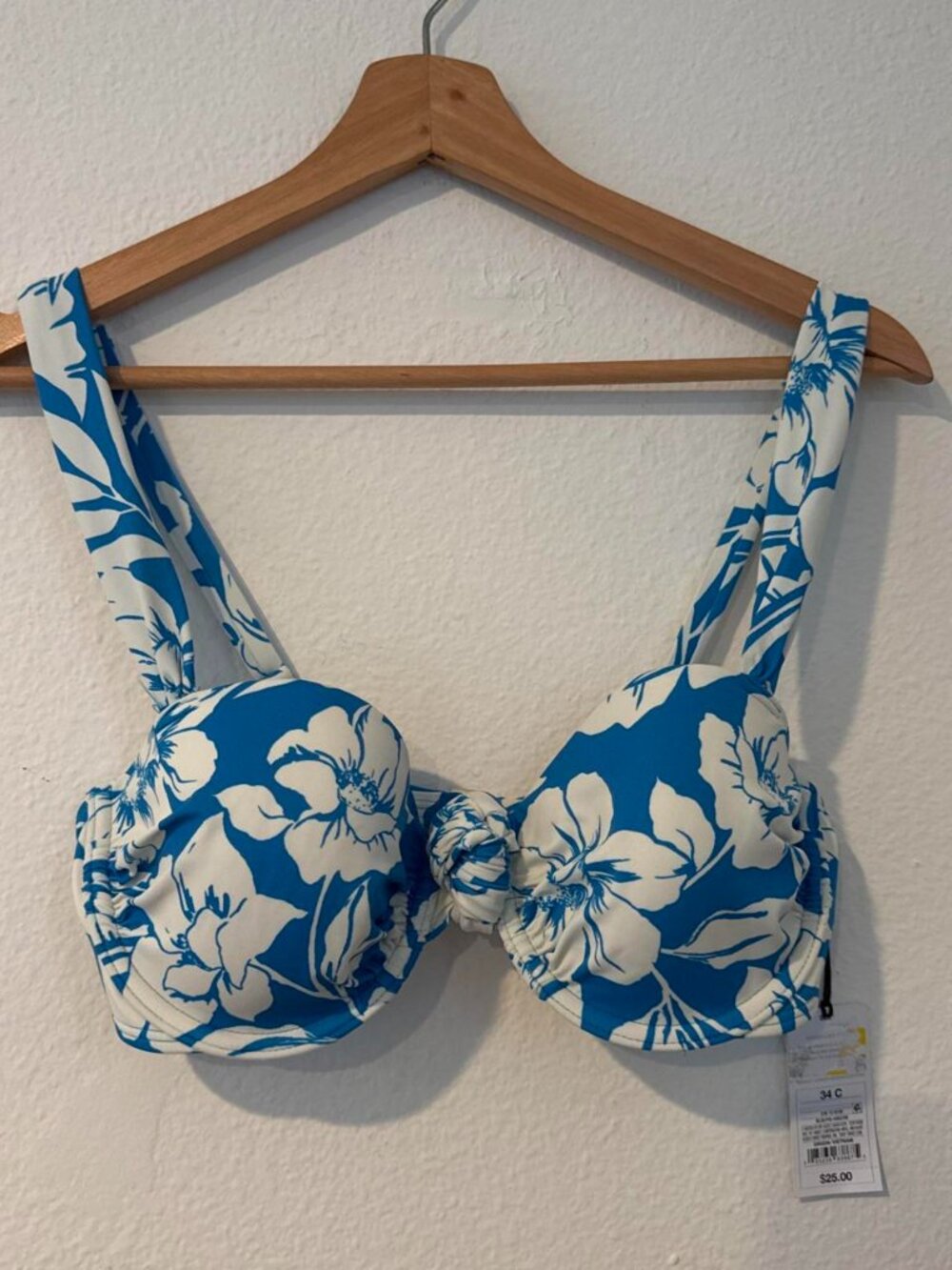 Shade & Shore white/blue floral bikini top